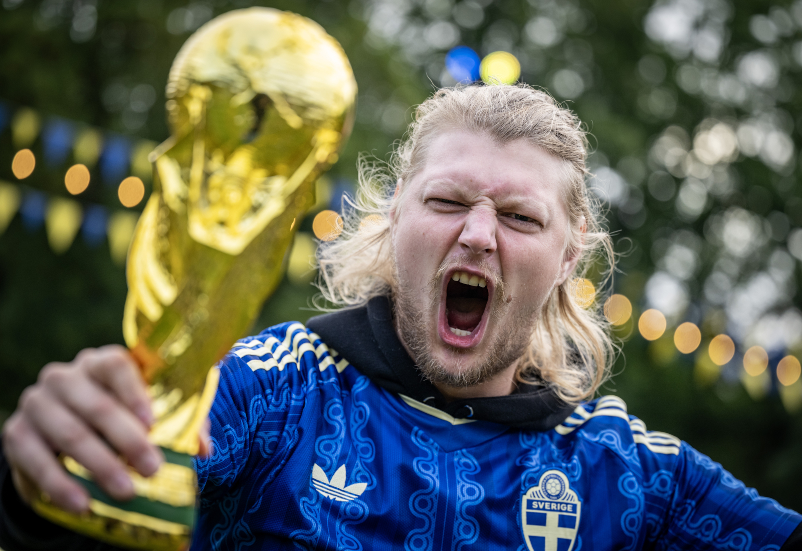 Ett gigantiskt jubel. Från norr till söder, till olika platser ute i världen. Har vi nån gång kommit i samma hördes svenskarnas glädje-tjut. Har vi nån gång tidigare förenats i en liknande och gemensam lycka... foto: Johan Nilsson, TT