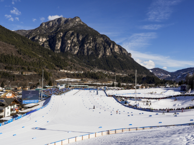 Naturen stod för kulisserna. En förförisk bild från skidstadion mellan bergen i Cortina.