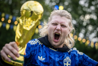 Ett gigantiskt jubel. Från norr till söder, till olika platser ute i världen. Har vi nån gång kommit i samma hördes svenskarnas glädje-tjut. Har vi nån gång tidigare förenats i en liknande och gemensam lycka... foto: Johan Nilsson, TT