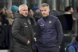 Bod Glimts treänare Gaute Helstrup t.v. och Kjetil Knutsen. Nu ska Malmö FF få t del av det framgångskonceptet. Foto: Terje Pedersen / NTB