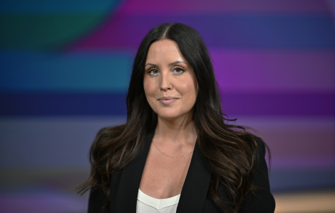 Bäst i TV, enligt Åke Stolt,av alla experter och kommentatorer är- Therese Strömberg i Sv T:s VM-studio. Foto: Anders Wiklund / TT